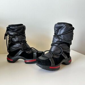 Adidas x Yohji Yamamoto Y-3 Regu Black Red Snow Boots Size 6.5 / Men 5.5